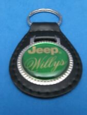 Vintage Jeep Willys genuine grain leather keyring key fob keychain -- Old Stock picture