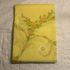 Vintage Tastemaker Flat Sheet Full Yellow Floral Made In USA 81 X 104  picture