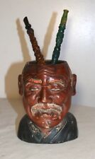 antique Japanese figural terra-cotta pottery cigar holder pipe stand jar humidor picture