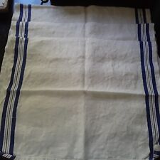 Vintage Lot 3 Linen Cotton Towelling Towels Farmhouse Cream Blue/Black Stripes picture