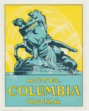 Vintage luggage label  Hotel Columbia  Roma Italy picture