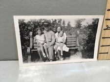 Vtg Photo 40's WW11 Soldier & Family Park Bench b2 picture