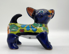 Talavera Mexican Pottery Chihuahua  Dog Folk Art Hand Painted Figurine Signed picture