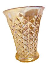 Vintage Sowerby Diamond Pinwheel Carnival Glass Vase C1930s picture