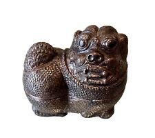 Vintage Antique Asian Chinese Patinated Brass Metal Foo Dog Trinket Box picture