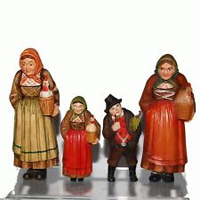 Lot Hand Carved Painted FLAT Wood Folk Art Figures ~ Women with Chicken 4