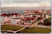 Mackinac Island Michigan c1910 Postcard Overlooking Town From Fort picture