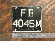 1960's SINGAPORE MOTORCYCLE LICENSE PLATE RIVETED LETTERING FB 4045M picture
