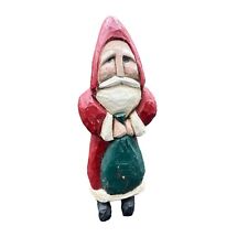 Vintage Hand Carved Wooden Primitive Painted Christmas Santa Claus 9