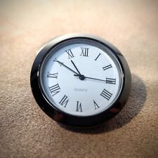 LOT (3) Mini Clock Insert 1.5 Inch 37mm Round Quartz Fit-ups-Black Nickel picture