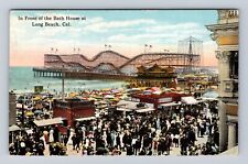 Long Beach CA-California, In Front Of The Bath House, Vintage c1921 Postcard picture