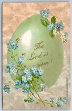Easter~Forget Me Nots Green Egg The Lord Is Risen~Vintage John Winsch Postcard picture