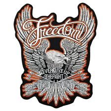 Freedom Eagle Never Give Up Embroidery DIY Iron on Patch for biker vest Clothing picture