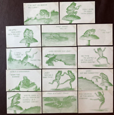 Lot of 14 1910 Postcard Leota Woy Frog Series, No Dupes, Unposted, Frog w/Banjo picture