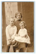 c1910's Victorian Girl And Children's Studio Portrait RPPC Photo Postcard picture