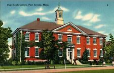 Post Headquarters, Fort Devens, Massachusetts MA linen Postcard picture