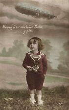 VINTAGE POSTCARD CPA ZEPPELIN FANTASY AVIATION SURREALISM CHILD PC CPA (b53302) picture