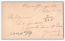 c1880's Nora Springs Iowa IA WJ Young & Co Clinton Iowa IA Postal Card picture