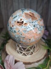 Stunning Druzy Red Moss Agate Crystal Sphere 6.7cm 408g Orb Gift + Free Stand picture