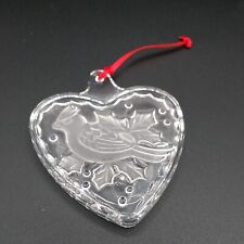 MIKASA 2015 Classic Lead Crystal Heart shape with Cardinal holly ornament 3.5