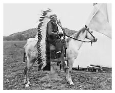 CHIEF QUANAH PARKER NATIVE AMERICAN LEADER ON HORSEBACK 8X10 B&W PHOTO picture