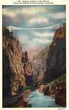 Postcard CO Royal Gorge Highest Bridge in World Linen Vintage PC G3701 picture