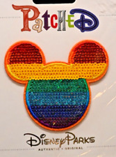 NEW Disney Patch Mickey Parks Patched Mouse Ears Sequin Rainbow Pride picture