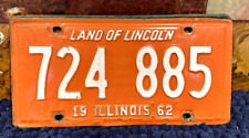 Illinois 1962 License Plate Garage Man Cave Car Vtg Classic Rustic Decor Bar picture