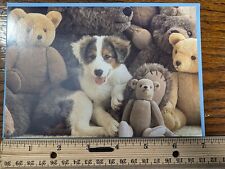 Vtg Australian Shepherd Puppy Working Dog Blank Note Greeting Card Teddy Bears picture