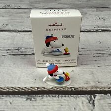 Hallmark Keepsake Peanuts 2018 WINTER FUN WITH SNOOPY Curling Mini Ornament picture