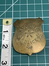 Vintage 80s Replica United States US Apache Police Brass Shield Badge Pin (D) picture