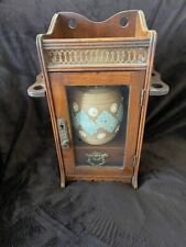 Excellent Antique Wooden Smokers Cabinet With Original Tobacco Jar Circa 1920 picture