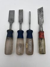 4 Vintage Wood Chisels - 3 Craftsman - 1 Stanley. Hard Plastic Handles picture