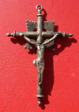 XVIII CENTURY OLD ANTIQUE HANDMADE ITALY VATICAN RARE HOLY SILVER CROSS CRUCIFIX picture