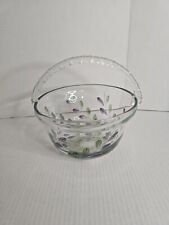 Hand Blown Glass   Basket with Handle   -   Hand Painted  picture