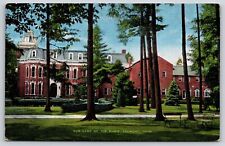 Fremont Ohio~Our Lady of the Pines From Lawn & Benches~Vintage Linen Postcard picture