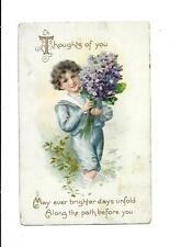 BOY, Lovely VIOLETS On Beautiful TUCK Uns. BRUNDAGE Vintage ADVERTISING Postcard picture