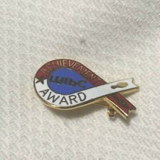 Vintage  WIBC Achievement Award Ribbon Lapel Pin Gold Tone Enamel Collectible picture