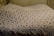 Vtg Antique Handmade Bedspread Coverlet Hand Crochet 70x96” Cotton Crotcheted picture