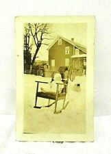 RPPC Real Photo Postcard Baby Outside In Chair In Winter Snow picture