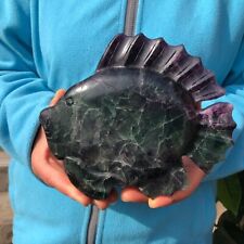 3.6 LB Beautiful Natural Fluorite Quartz Crystal Hand Carved FISH picture