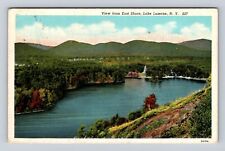Lake Luzerne NY-New York, Aerial East Shore, Antique, Vintage c1938 Postcard picture