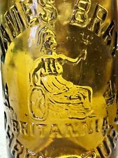 A+ 1890’s Amber Glass PICTORIAL Beer Bottle - JAMES BRAY, SHREWSBURY (J671) picture