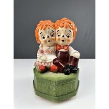 VTG VERY RARE Fred Roberts Ceramic Raggedy Ann & Andy MusicBox Works 1970's picture