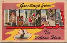 Vintage 1950s LOUISIANA Large Letter Postcard 