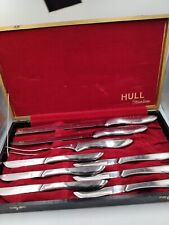 Vintage Carving and Steak Knife Set Stainless Steel Serrated 9pc in Case by Hull picture