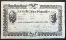 Al Smith 1928 Democratic National Committee Campaign Fund Political Certificate picture