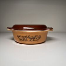 Vintage Pyrex Old Orchard #043 1 1/2 Quart Casserole Dish With Brown Lid picture