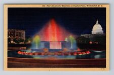 Washington DC-New Illuminated Fountain On Capitol Plaza, Vintage Postcard picture