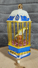 Vintage Porcelain Bird In Cage Trinket Box Figurine 5 1/2 inch Ta picture